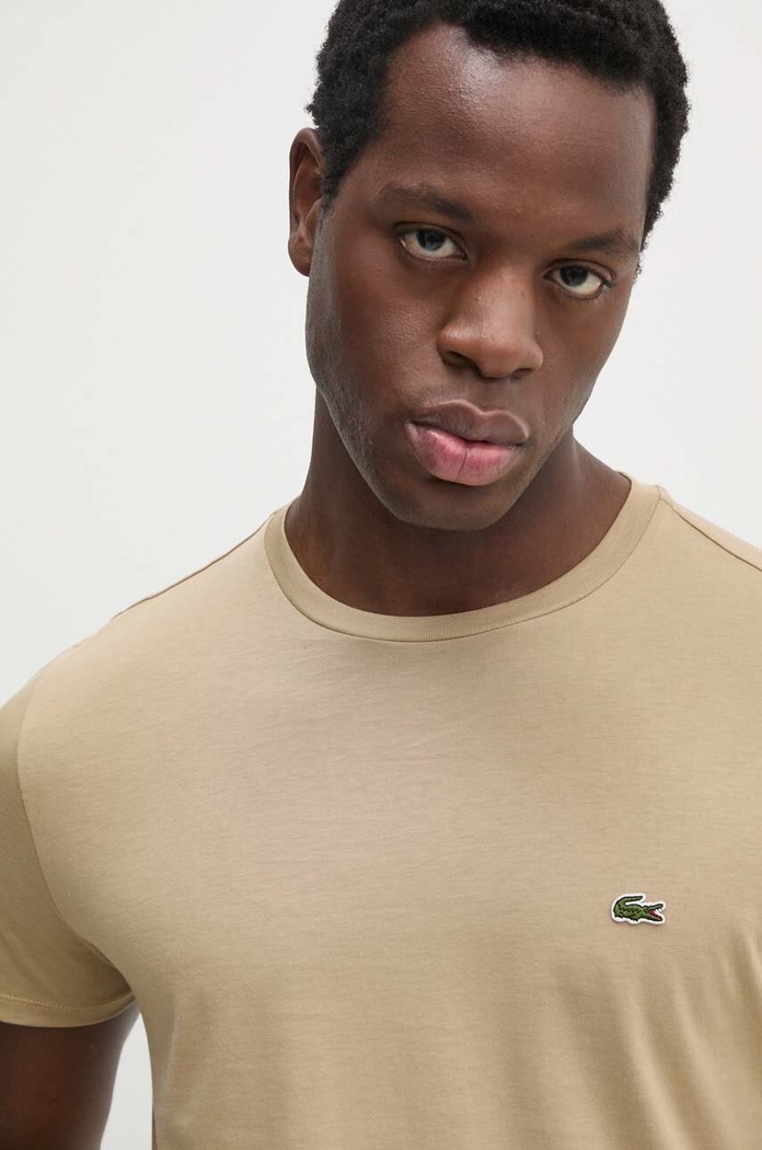 Lacoste T-shirt męski bawełniany beżowy TH6709
