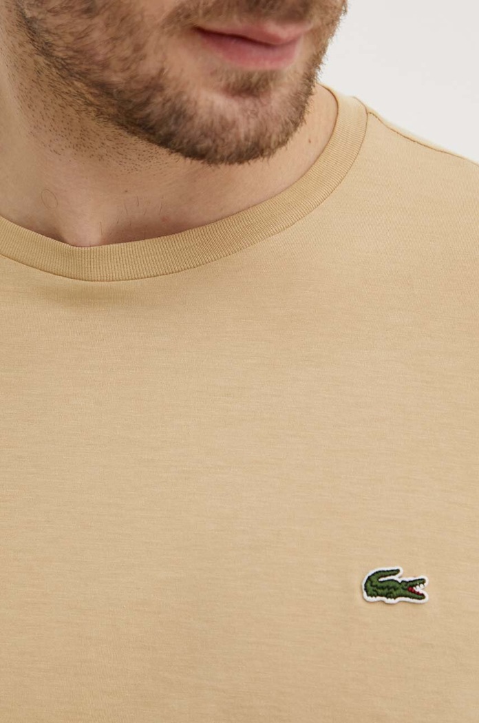 T-shirt męski bawełniany Lacoste beżowy TH6709
