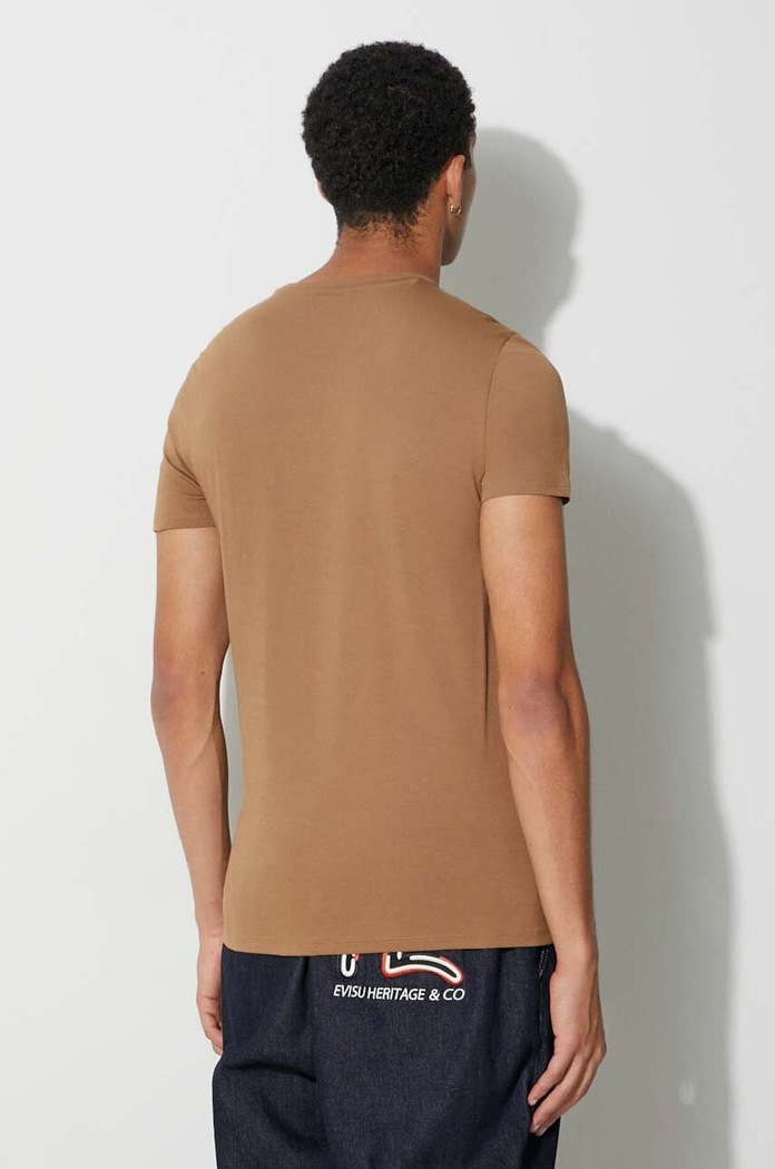 Odzież Lacoste T-shirt męski bawełniany TH6709 brązowy