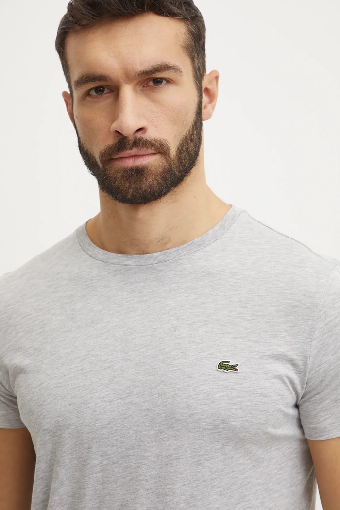 Lacoste t-shirt férfi pamut szürke TH6709