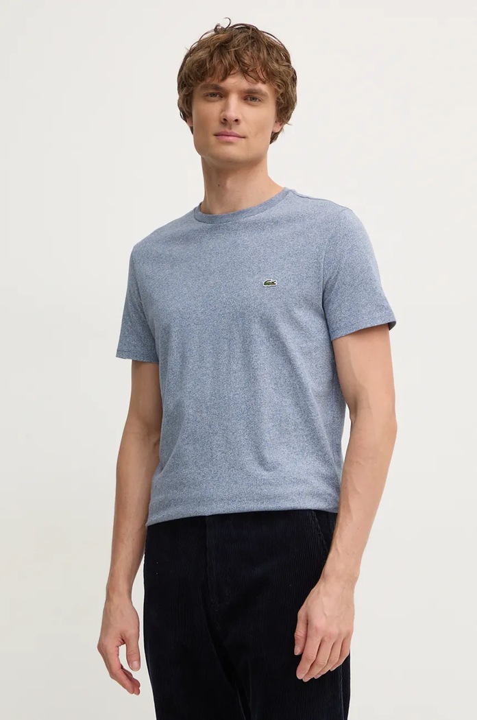Lacoste T-shirt bawełniany męski gładkie niebieski TH6709