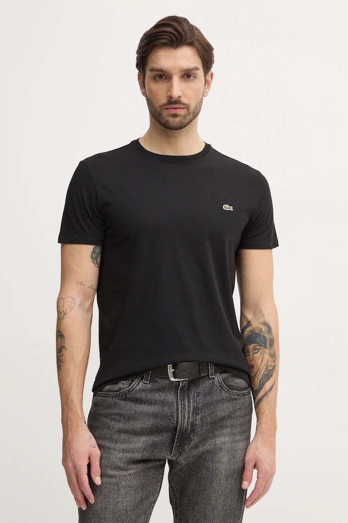 Lacoste t-shirt cotton Men's cotton black TH6709
