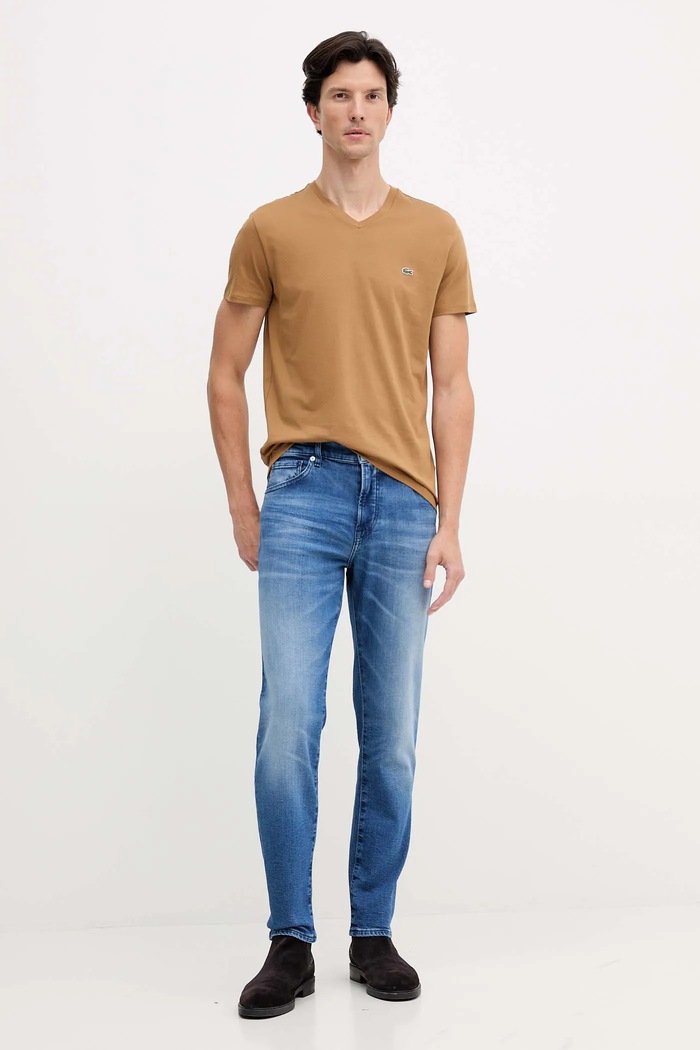 Lacoste tričko bavlněné pánské TH6710 béžová SS26
