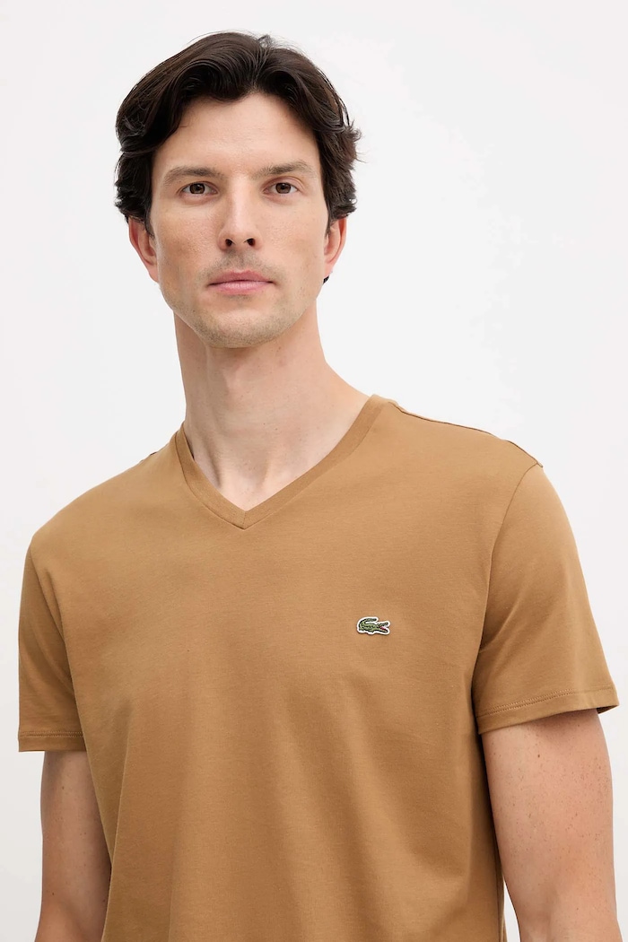 Lacoste tričko bavlněné pánské béžová TH6710