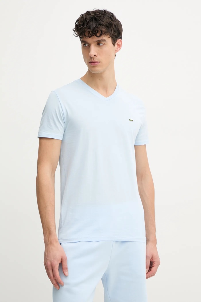 Lacoste футболка из хлопка для мужчин гладкий голубой TH6710