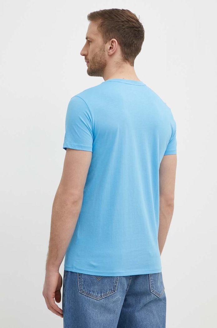 Ρούχα Lacoste t-shirt Ανδρικό βαμβακερό TH6710 μπλε