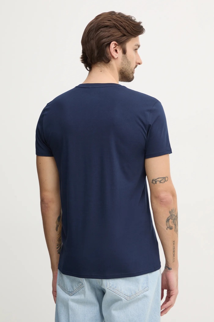 Ρούχα Lacoste t-shirt βαμβακερό ανδρικό TH6710 σκούρο μπλε
