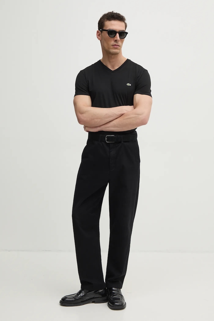 Lacoste férfi pamut t-shirt TH6710 fekete SS26