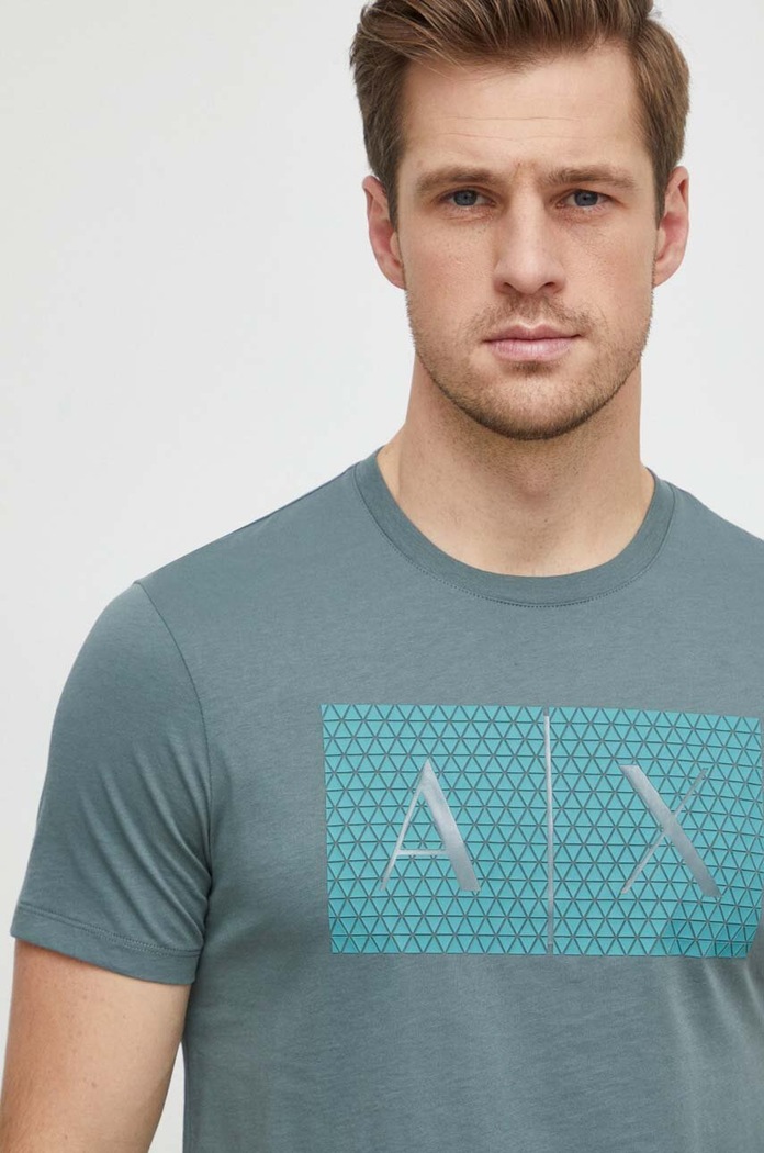 Armani Exchange t-shirt bawełniany nadruk zielony 8NZTCK.Z8H4Z.NOS