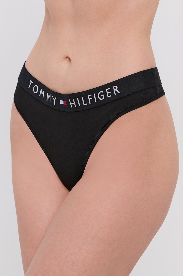 Tommy Hilfiger Στρινγκ μαύρο UW0UW01555