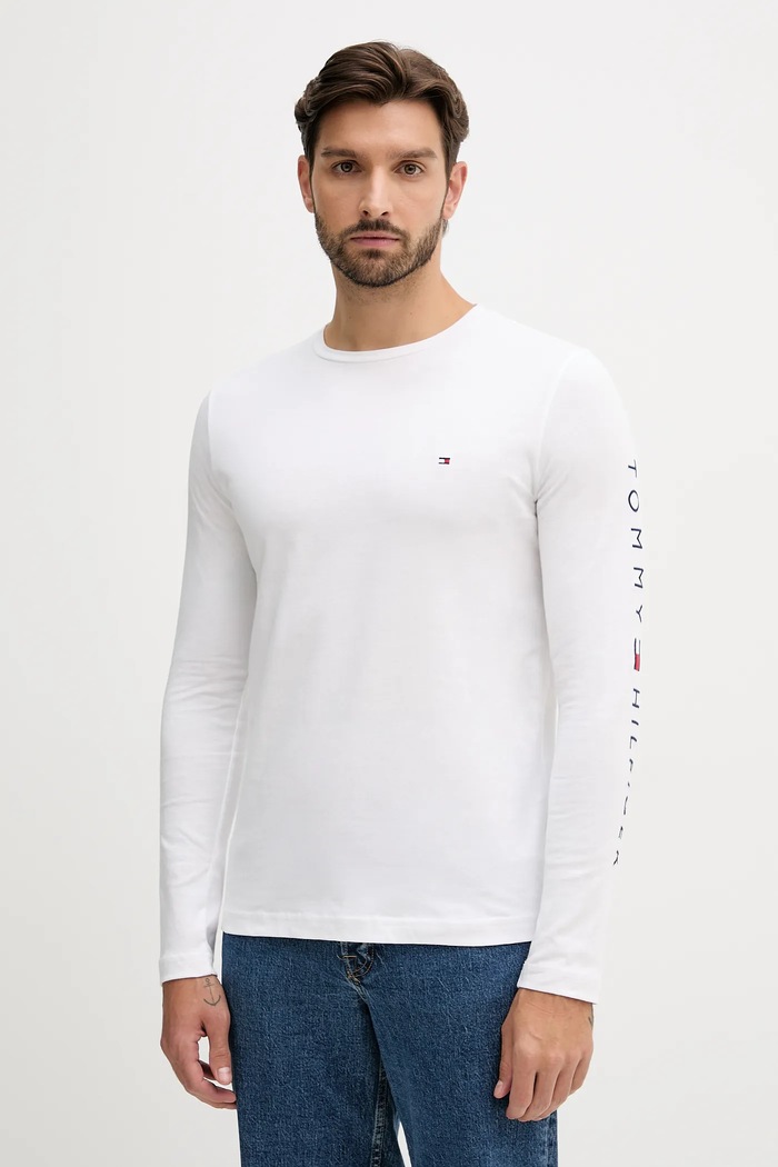 Tommy Hilfiger - Longsleeve βαμβάκι λευκό MW0MW09096