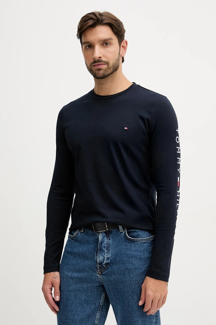 Tommy Hilfiger - Longsleeve βαμβάκι σκούρο μπλε MW0MW09096