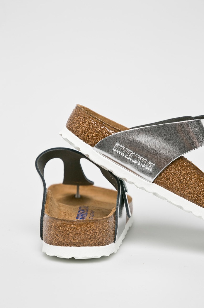 Obuv Kožené žabky Birkenstock Gizeh SFB 1003674 strieborná