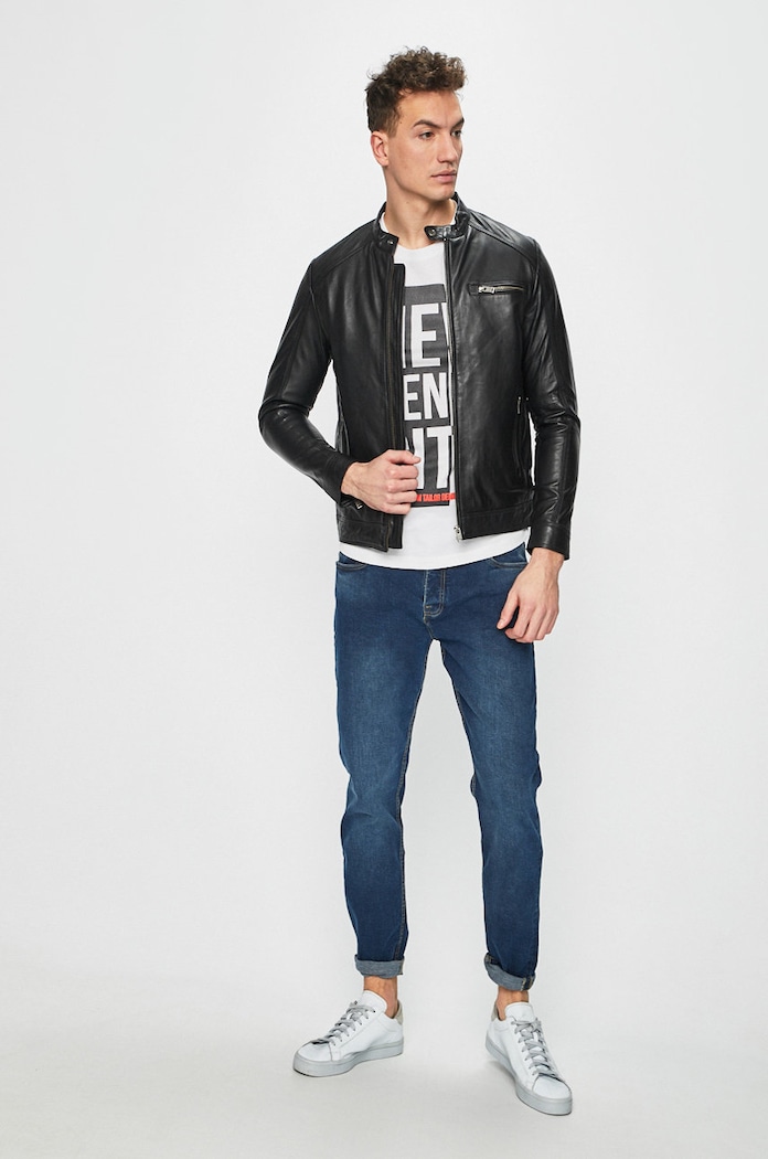 Selected Homme - Geaca de piele 16067129 negru AA00