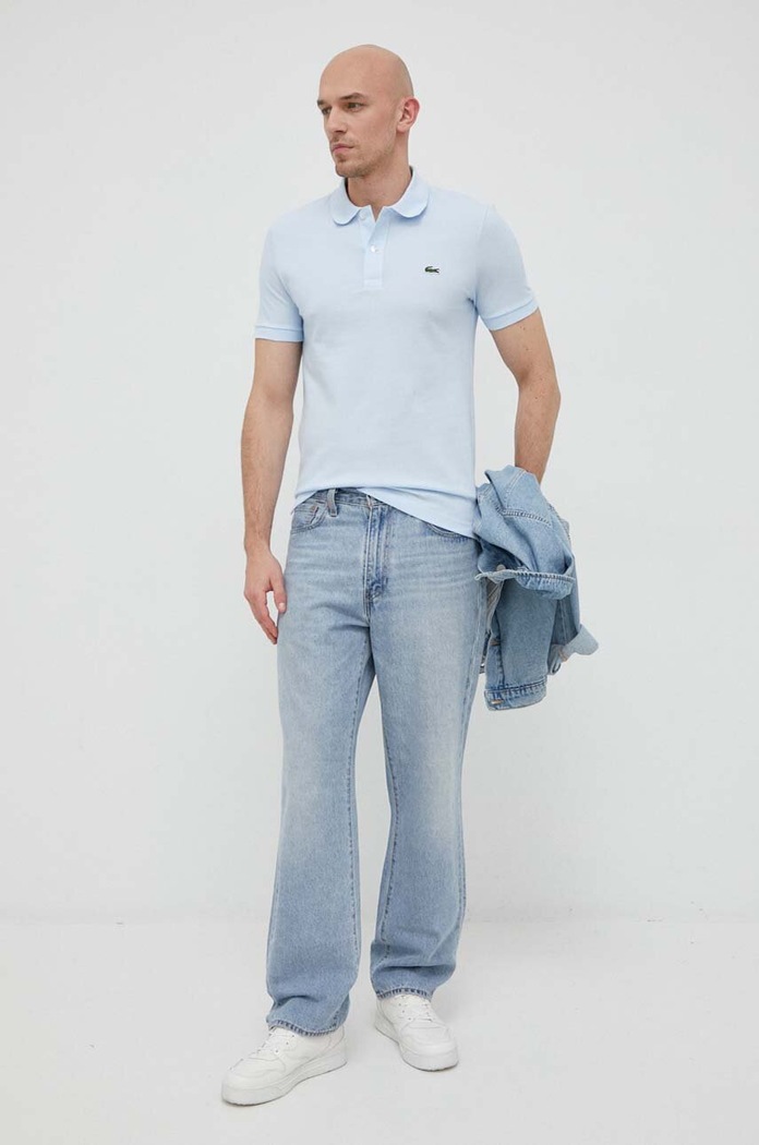 Bavlněné polo tričko Lacoste PH4012 modrá SS26
