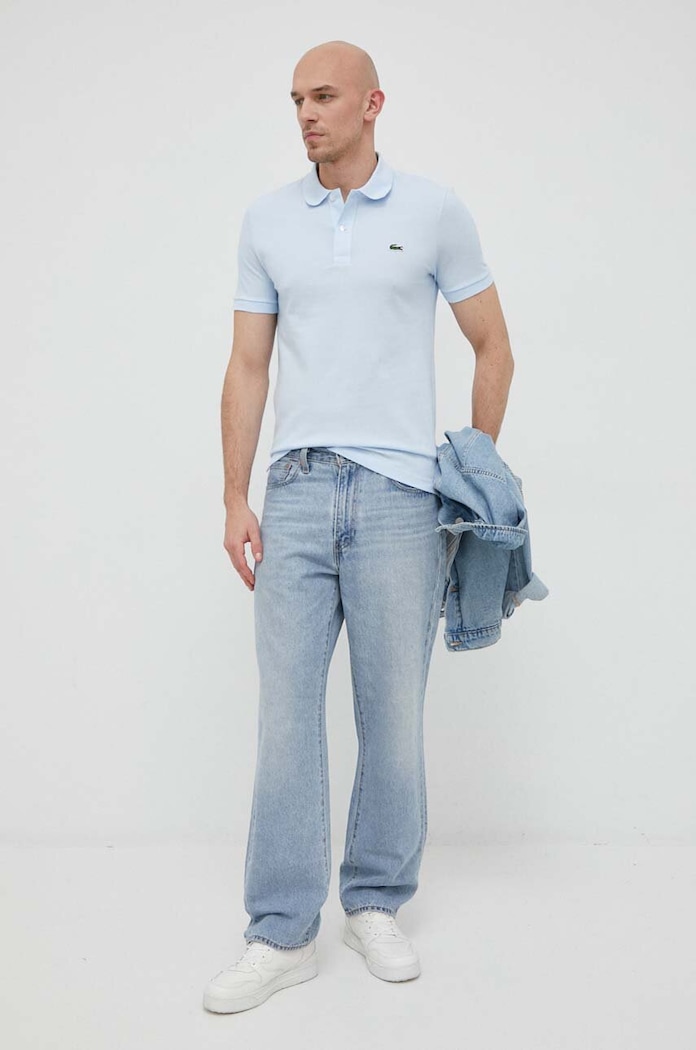 Bavlněné polo tričko Lacoste PH4012 modrá SS26