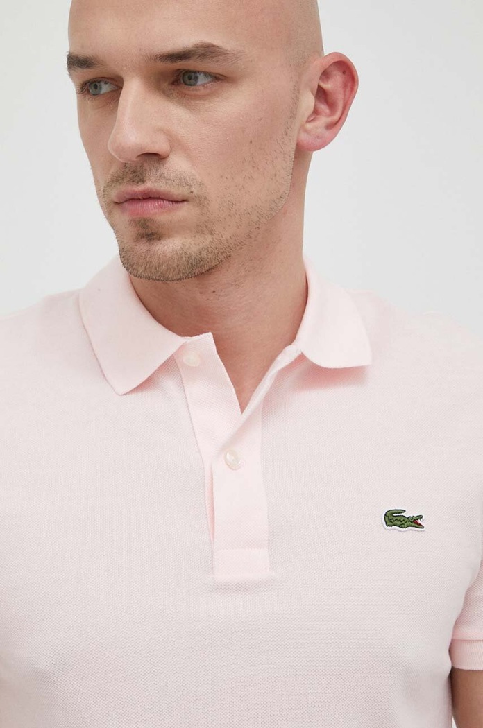 Βαμβακερό μπλουζάκι πόλο Lacoste PH4012 ροζ