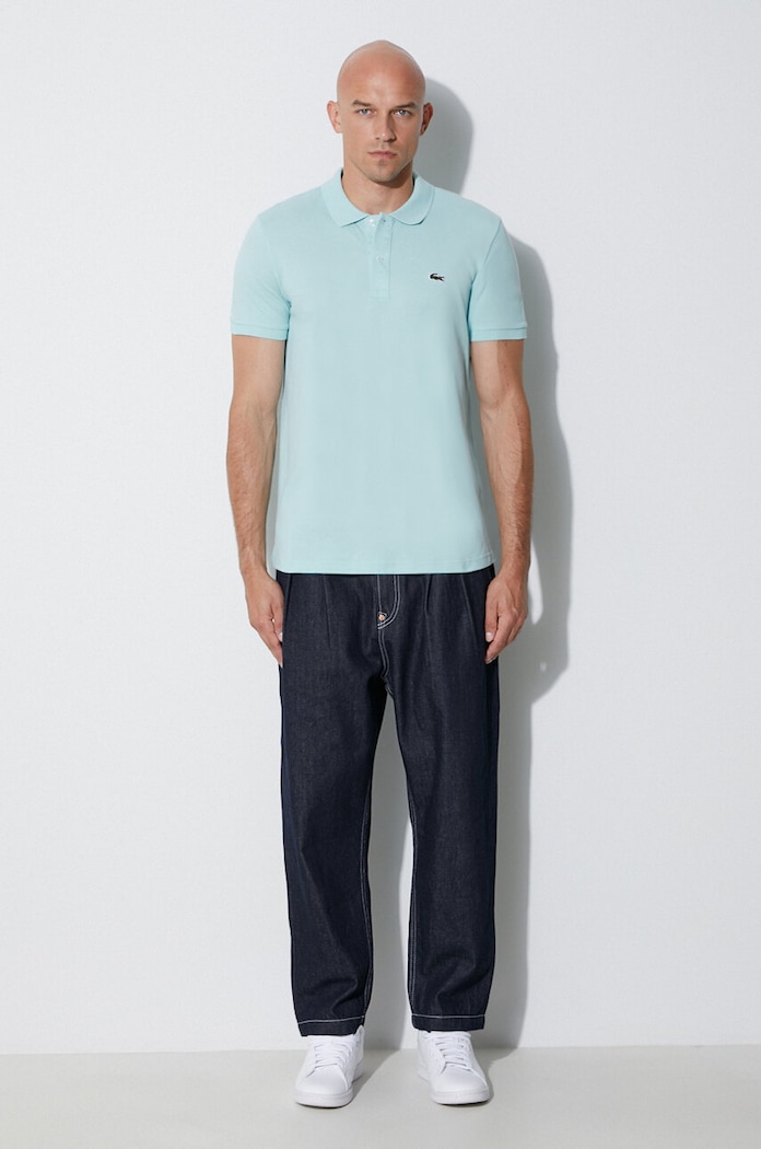 Bavlnené polo tričko Lacoste PH4012 tyrkysová SS26