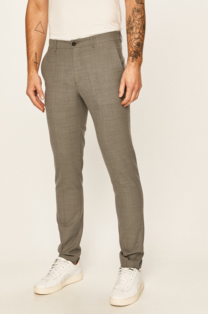 Premium by Jack&Jones - Παντελόνι με μείγμα μαλλιού γκρί 12141112