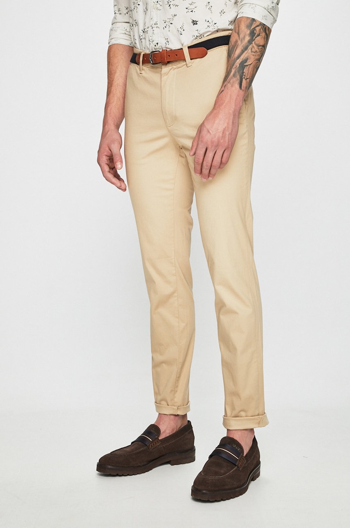 Selected Homme - Spodnie z elastanem beżowy 16048756