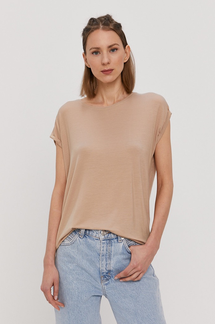 Vero Moda T-shirt z elastanem beżowy 10187159