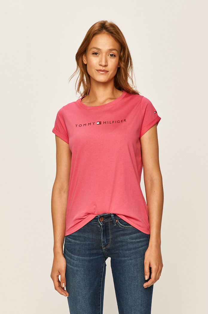 Tommy Hilfiger - Μπλουζάκι στάμπα ροζ UW0UW01618