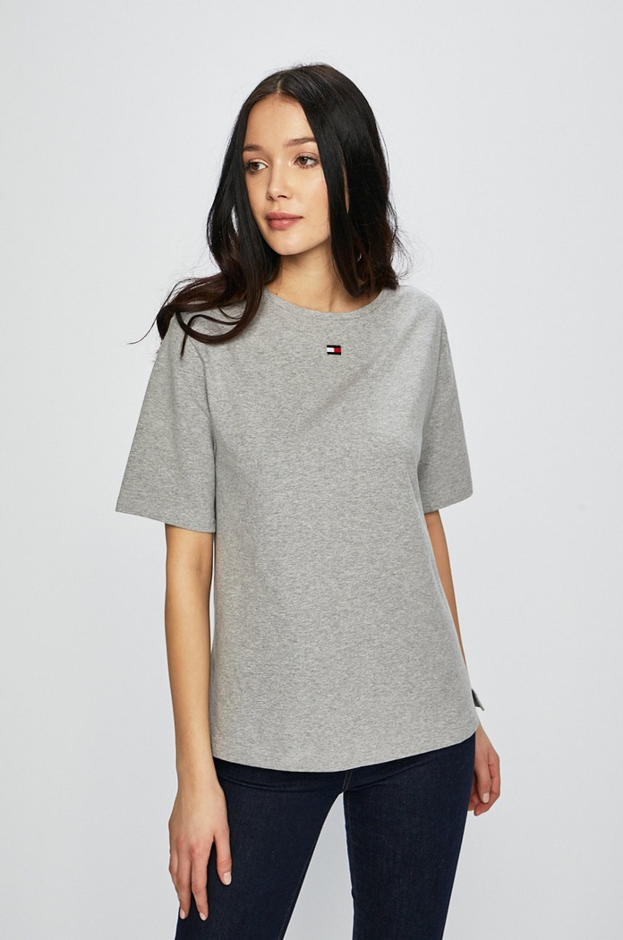 Tommy Hilfiger - Top s elastanom sivá UW0UW01307