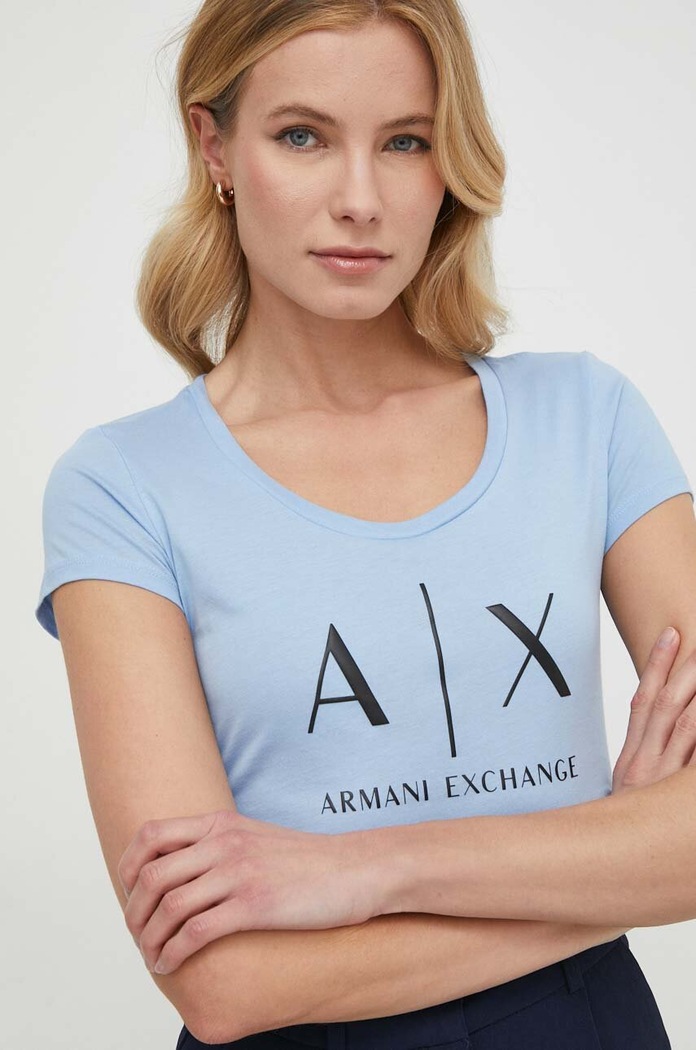 Armani Exchange T-shirt bawełniany niebieski 8NYT70.YJ16Z.NOS