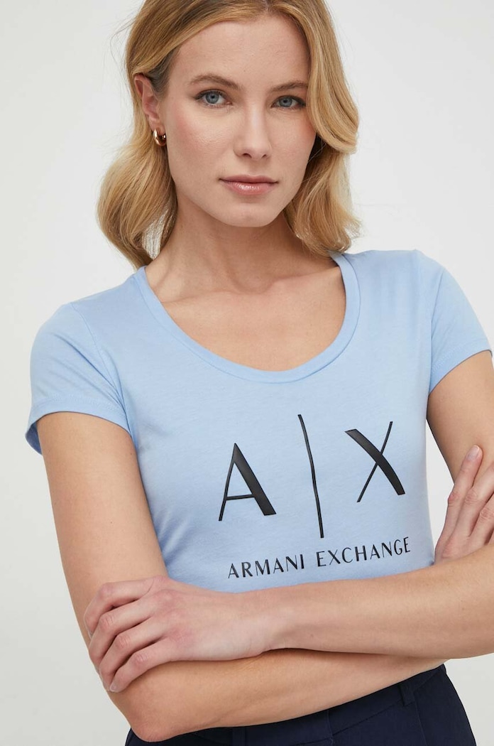 Armani Exchange T-shirt bawełniany niebieski 8NYT70.YJ16Z.NOS