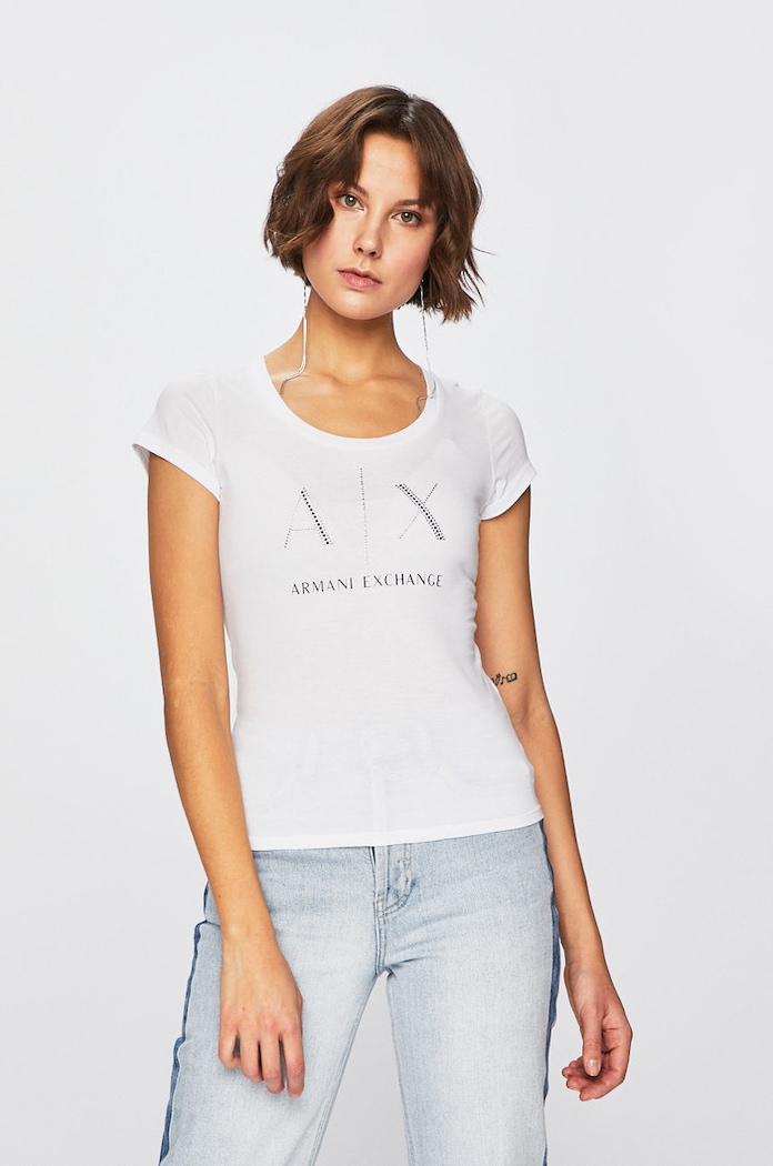 Armani Exchange - Top pamut fehér 8NYT83.YJ16Z.NOS