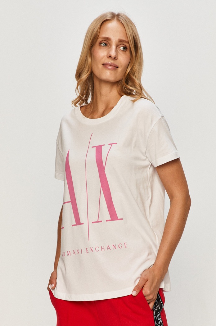 Armani Exchange tricou print alb 8NYTCX.YJG3Z.NOS