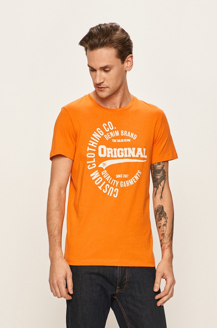 Tom Tailor Denim - T-shirt pomarańczowy 1008171