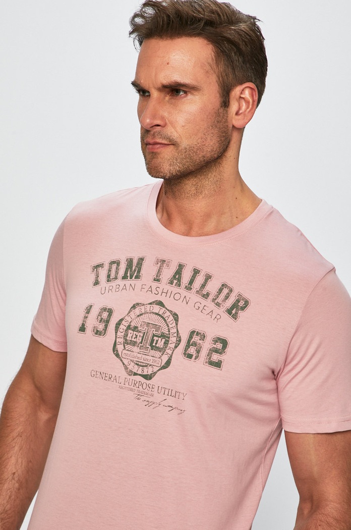 Tom Tailor Denim - Pánske tričko potlač ružová 1008637