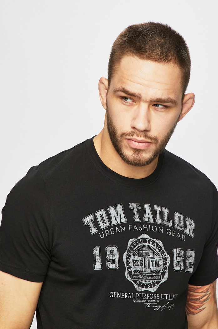 Tom Tailor Denim - Pánske tričko čierna 1008637