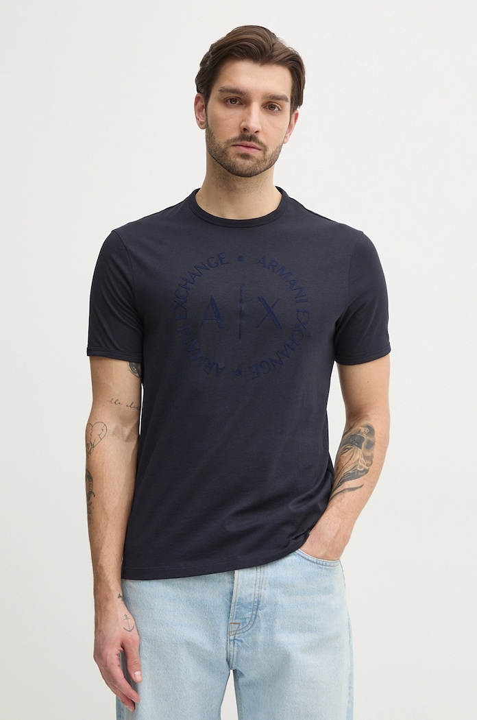 Armani Exchange t-shirt pamut sötétkék 8NZTCD.Z8H4Z.NOS