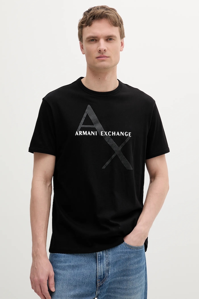 Armani Exchange t-shirt pamut fekete 8NZT76.Z8H4Z.NOS