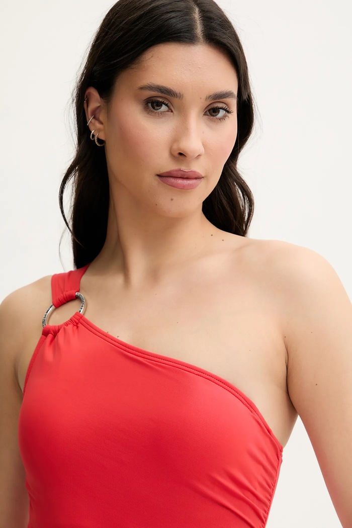 Oblačila MICHAEL Michael Kors ženske enodelne kopalke ONE SHOULDER ONE PIECE MM7M524 rdeča