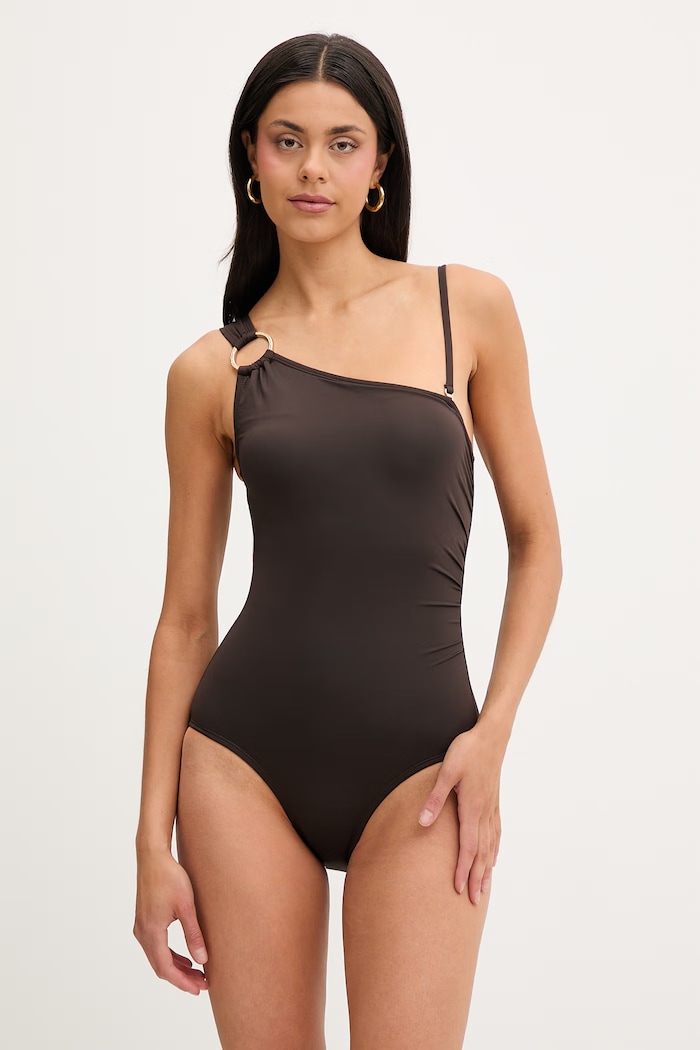 MICHAEL Michael Kors jednodielne plavky dámske ONE SHOULDER ONE PIECE hnedá MM7M524