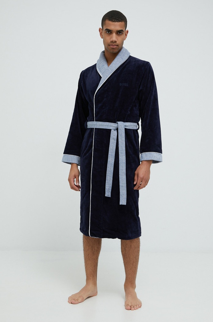BOSS halat de baie din bumbac LORD.MEN bleumarin AW22