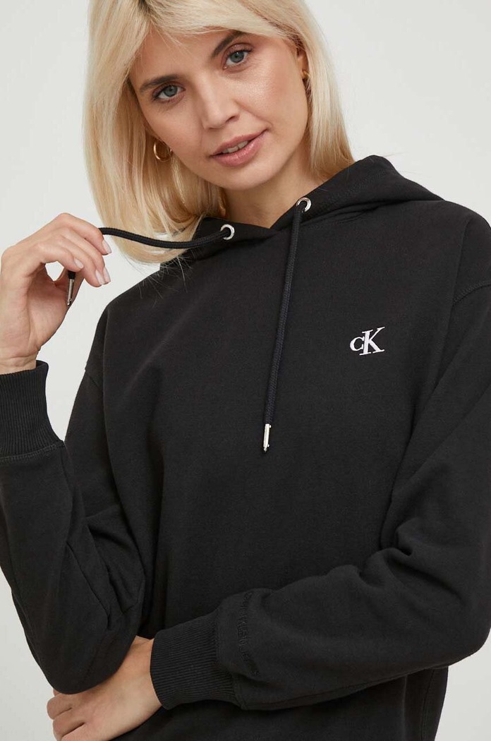 Calvin Klein Jeans - Суичър с качулка черен J20J213178