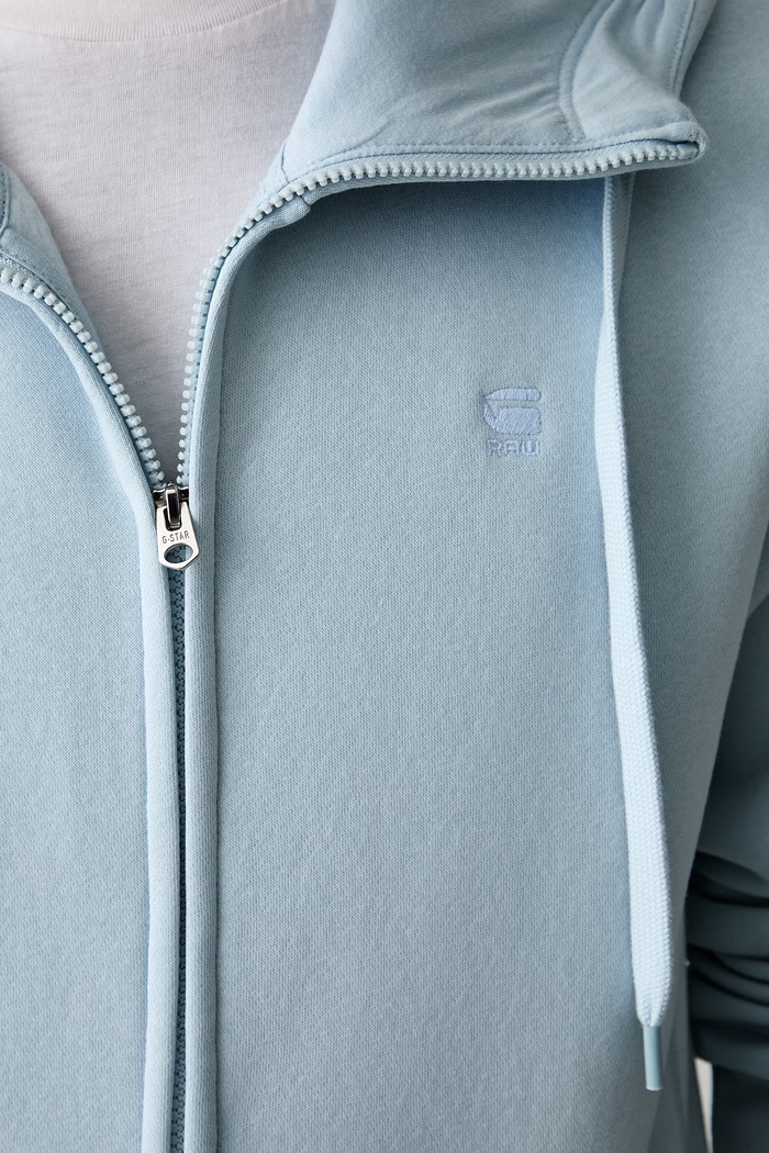 G-Star bluza rozpinana z kapturem męska z bawełną Premium core D16122.C235 niebieski