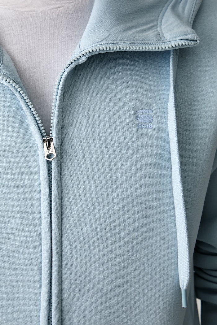 G-Star bluza rozpinana z kapturem męska z bawełną Premium core D16122.C235 niebieski