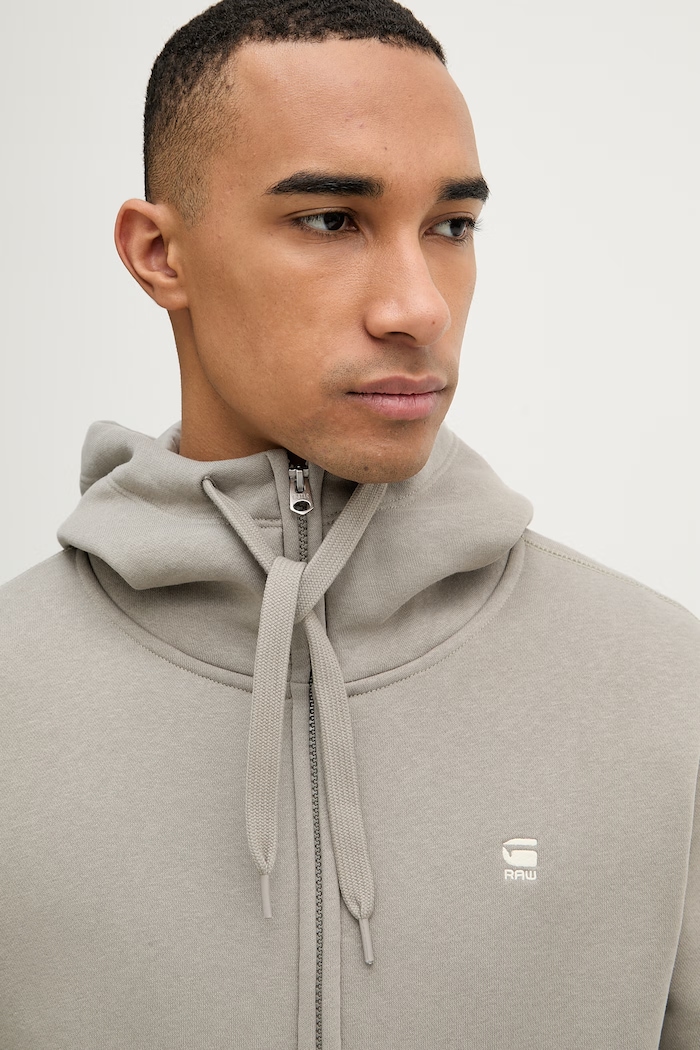 G-Star Mikina na zips s kapucňou pánska s bavlnou Premium core sivá D16122.C235