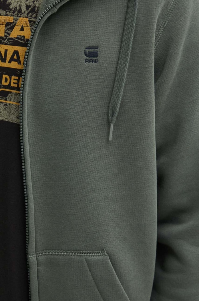 G-Star rozepínací mikina s kapucí pánská s bavlnou Premium core D16122.C235 zelená