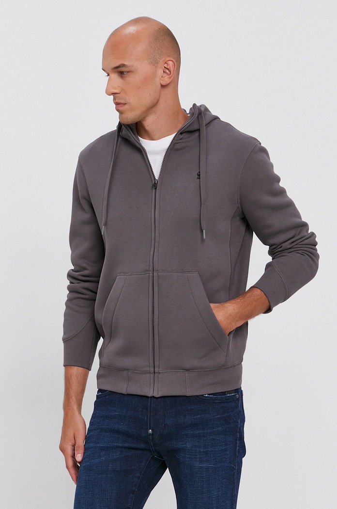 G-Star Mikina na zips s kapucňou pánska s bavlnou Premium core s kapucňou sivá D16122.C235