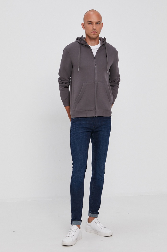 G-Star Mikina na zips s kapucňou pánska s bavlnou Premium core D16122.C235 sivá AA00