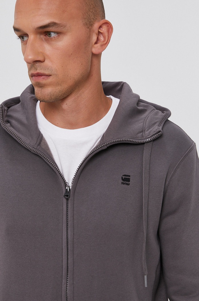 G-Star Mikina na zips s kapucňou pánska s bavlnou Premium core sivá D16122.C235