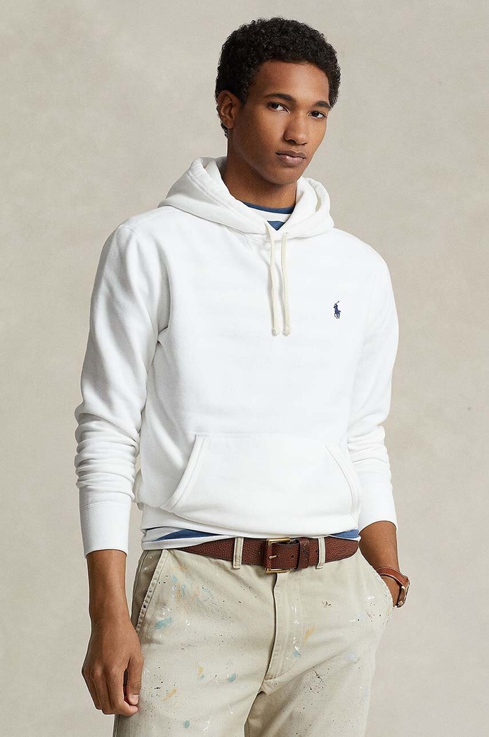Mikina Polo Ralph Lauren s kapucí bílá 710766778009