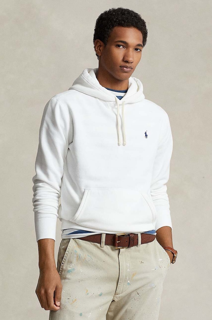Mikina Polo Ralph Lauren s kapucí bílá 710766778009