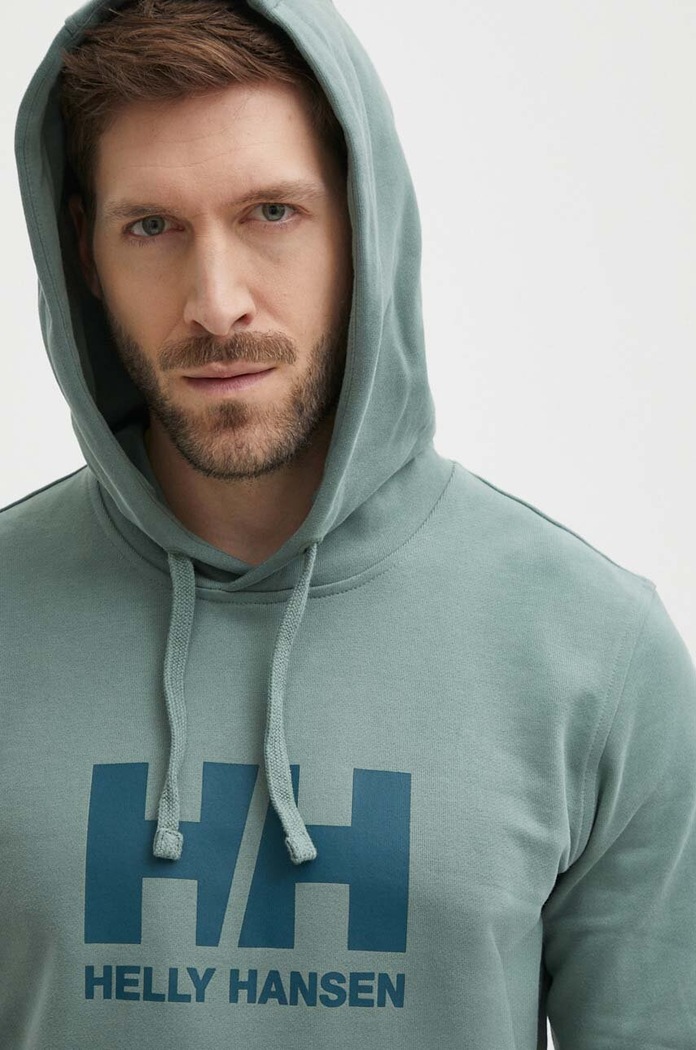 Helly Hansen bluza bawełniana HH LOGO HOODIE zielony 33977
